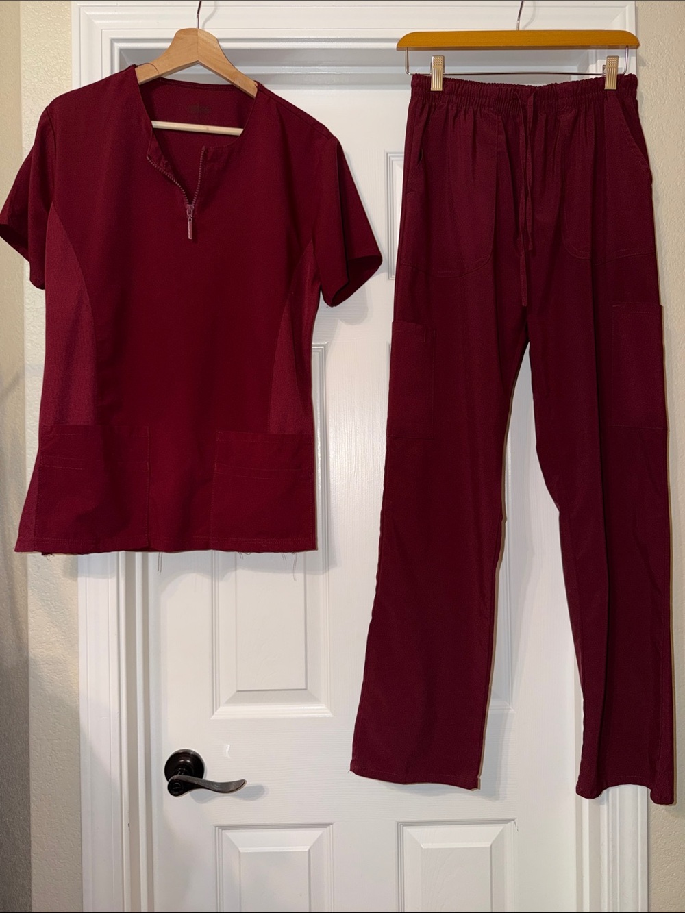 Scrubaid M red wine Two-Piece Scrub Set - Top & Pants